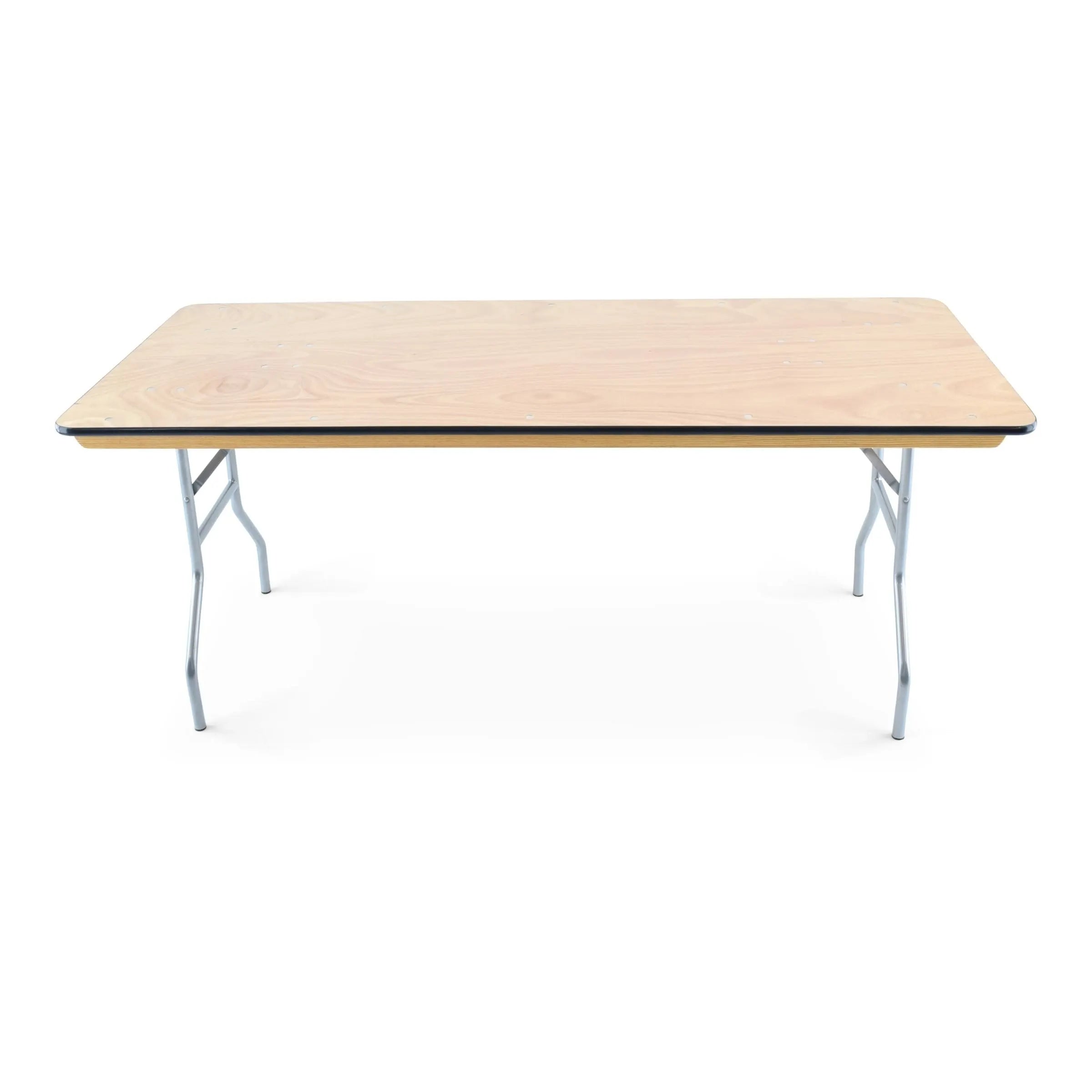 6FT Rectangular Plywood Table With Folding Legs